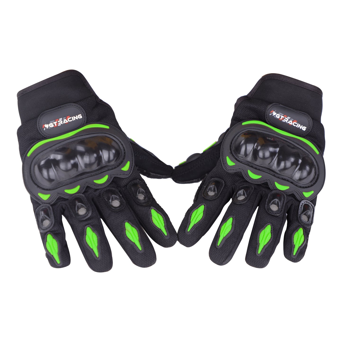 Steelbird GT-01 Full Finger Bike Riding Gloves with Touch Screen Sensitivity at Thumb and Index Finger, Protective Off-Road Motorbike Racing (Green)