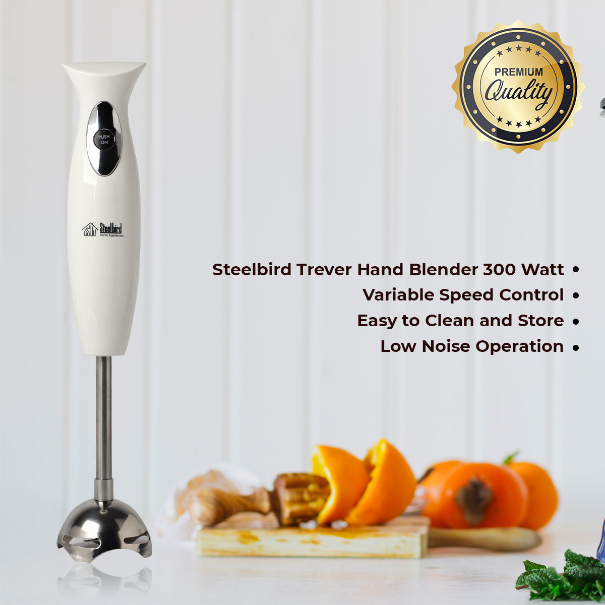 Steelbird Trever Hand Blender 300 Watt Variable Speed Control Easy to Clean and Store Low Noise Operation (White)…