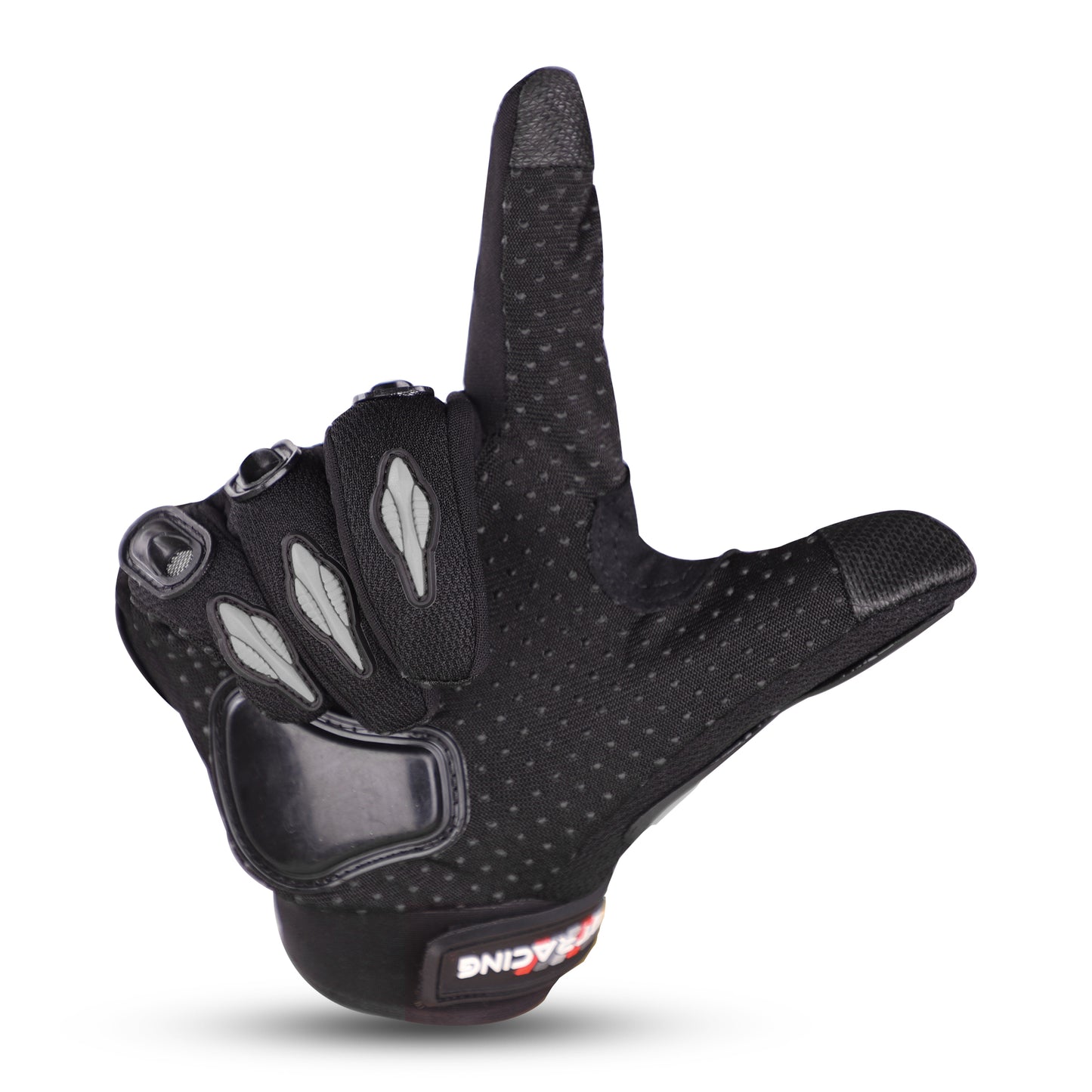 Steelbird GT-01 Full Finger Bike Riding Gloves with Touch Screen Sensitivity at Thumb and Index Finger, Protective Off-Road Motorbike Racing (Black)