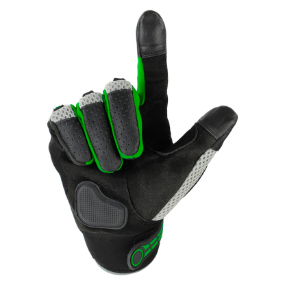 Steelbird Adventure A-1 Full Finger Riding Gloves with Touch Screen Sensitivity at Thumb and Index Finger, Protective Off-Road Motorbike Racing (Green)