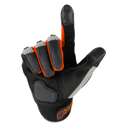 Steelbird Adventure A-1 Full Finger Riding Gloves with Touch Screen Sensitivity at Thumb and Index Finger, Protective Off-Road Motorbike Racing (Orange)