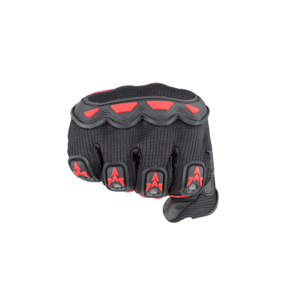 Steelbird Full Finger Bike Riding Gloves with Touch Screen Sensitivity at Thumb and Index Finger, Protective Off-Road Motorbike Racing (Black Red)