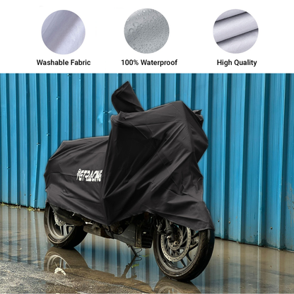 Steelbird 100% Waterproof Bike Cover GT Racing UV Protection Water-Resistant & Dustproof (Black PVC), Bike Body Cover with Carry Bag