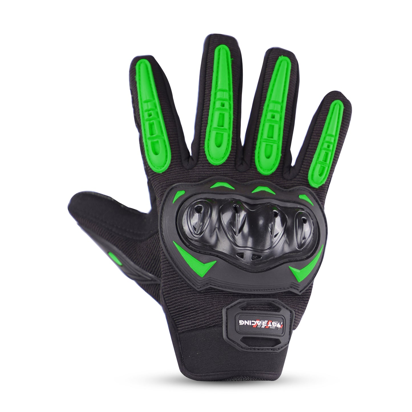 Steelbird GT-17 Full Finger Bike Riding Gloves with Touch Screen Sensitivity at Thumb and Index Finger, Protective Off-Road Motorbike Racing (Green)