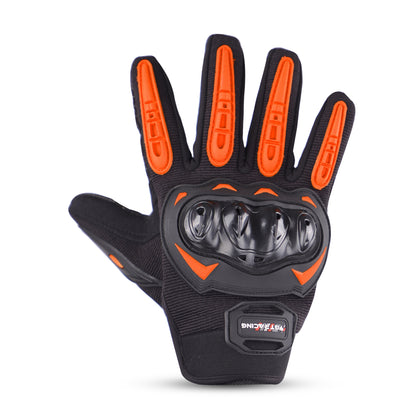Steelbird GT-17 Full Finger Bike Riding Gloves with Touch Screen Sensitivity at Thumb and Index Finger, Protective Off-Road Motorbike Racing (Orange)