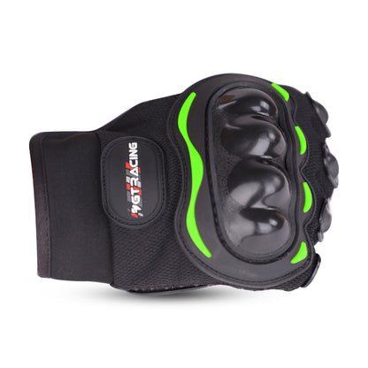 Steelbird GT-01 Full Finger Bike Riding Gloves with Touch Screen Sensitivity at Thumb and Index Finger, Protective Off-Road Motorbike Racing (Green)