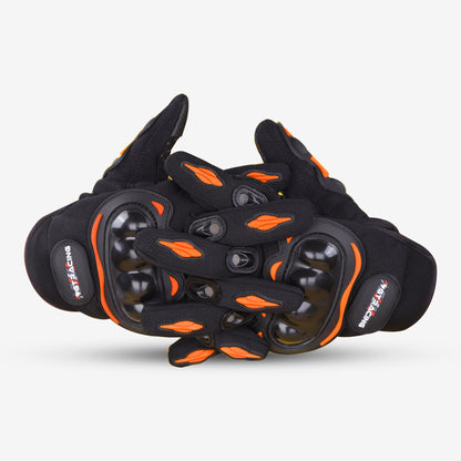 Steelbird GT-01 Full Finger Bike Riding Gloves with Touch Screen Sensitivity at Thumb and Index Finger, Protective Off-Road Motorbike Racing (Orange)